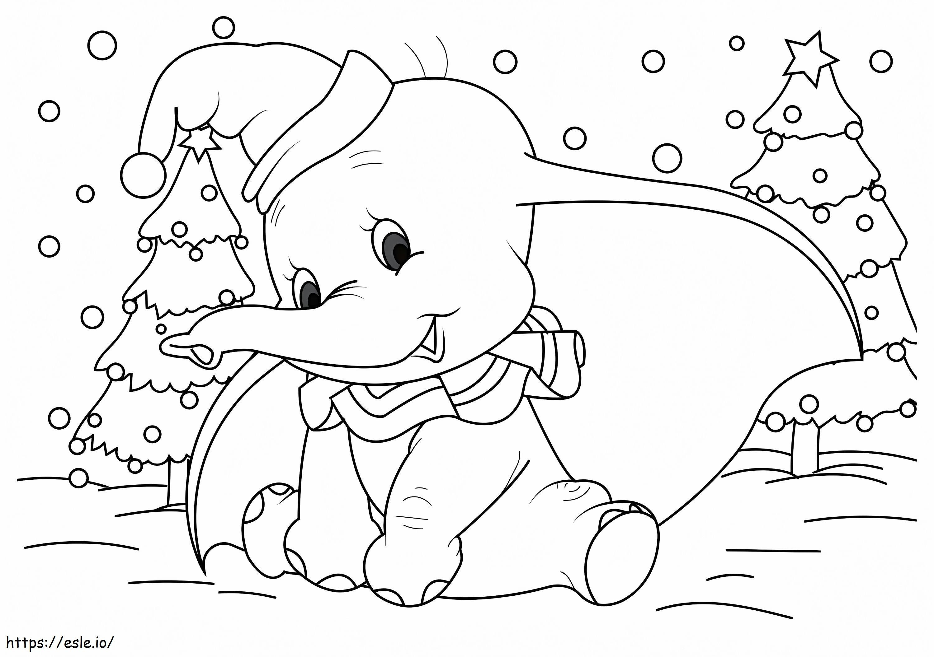 Coloriage Dumbo Disney Noël à imprimer dessin