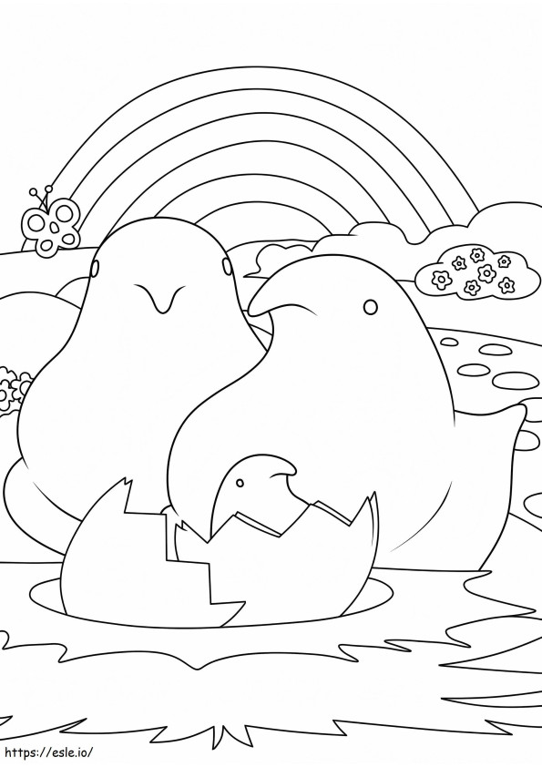Marshmallow Peeps Chicks Family coloring page