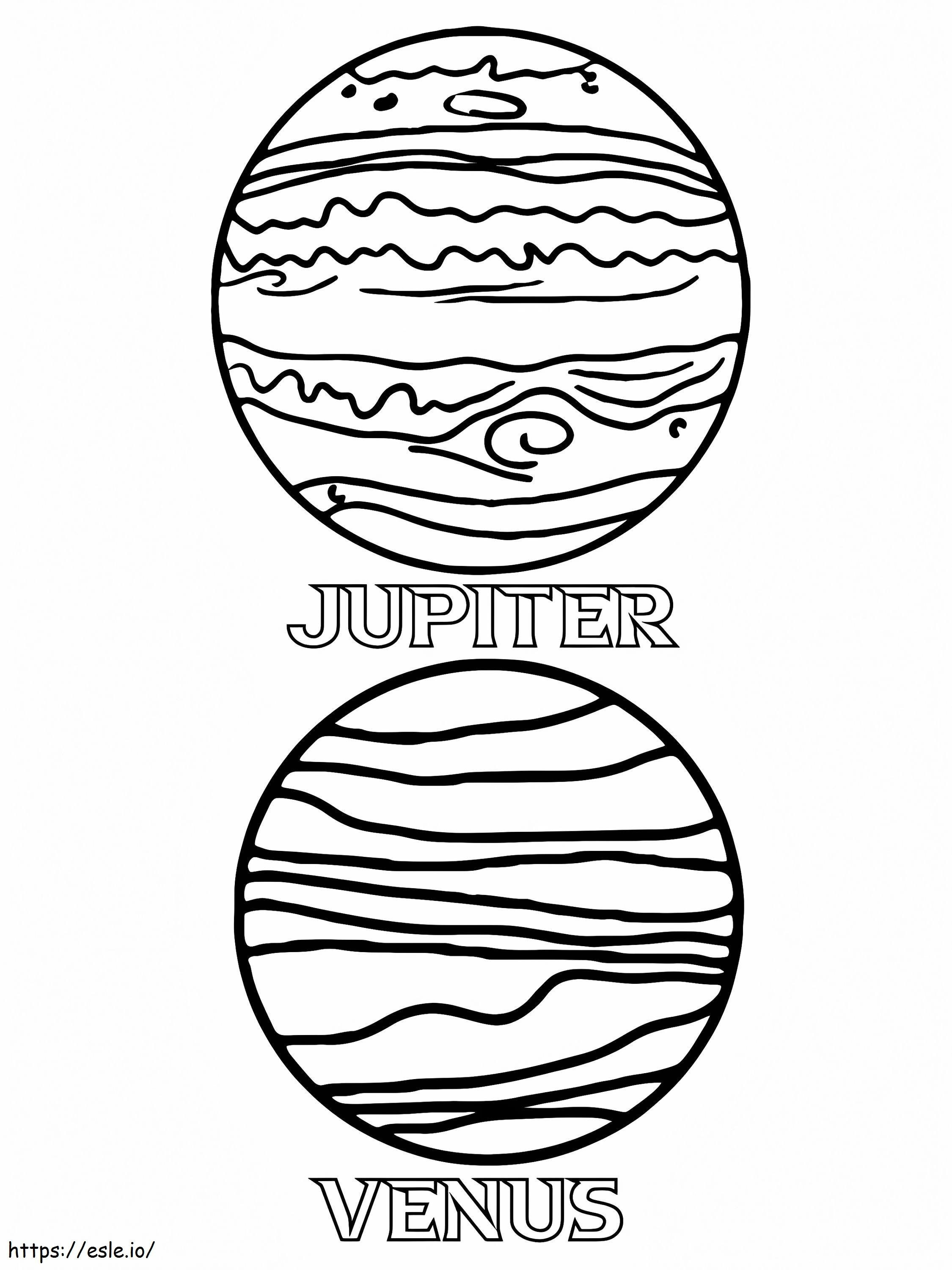 木星と金星 ぬりえ - 塗り絵