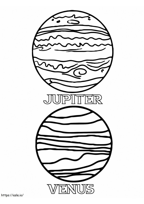 Júpiter y Venus para colorear