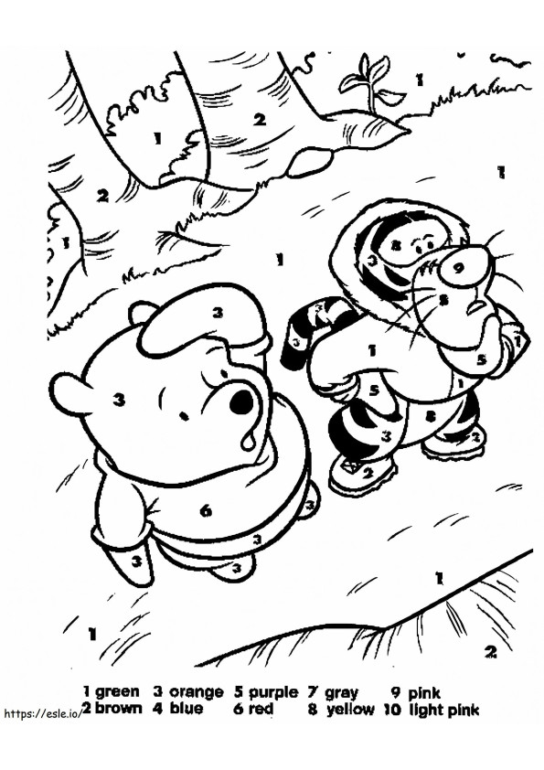 Pooh For Kindergarten Color By Number coloring page