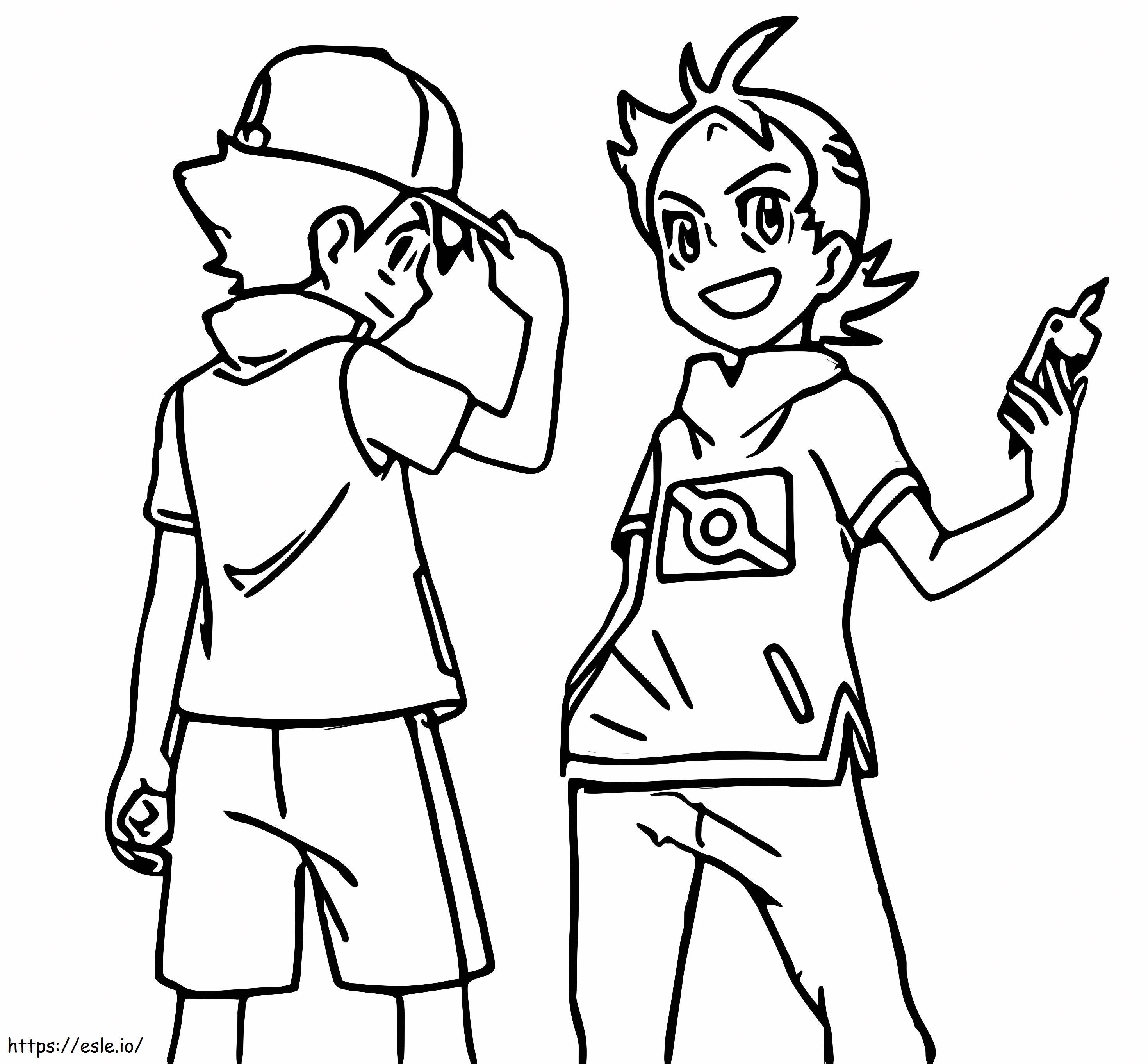 Goh e Ash para colorir
