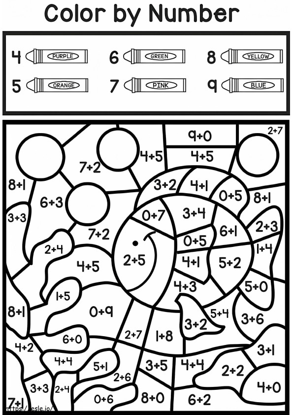 Printable Addition Color By Number coloring page