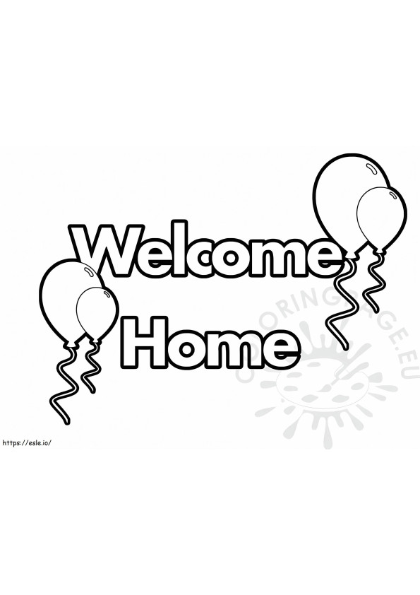 Welcome Home With Balloons coloring page
