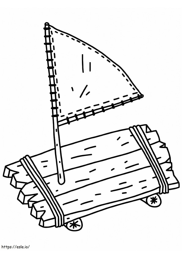 Free Wooden Raft coloring page
