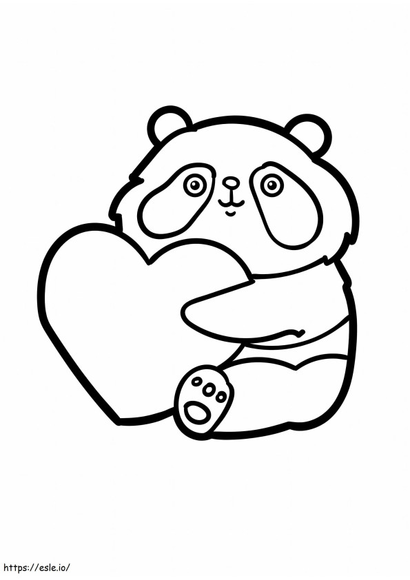 Cute Panda With Heart coloring page