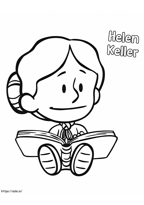 Chibi Helen Keller värityskuva