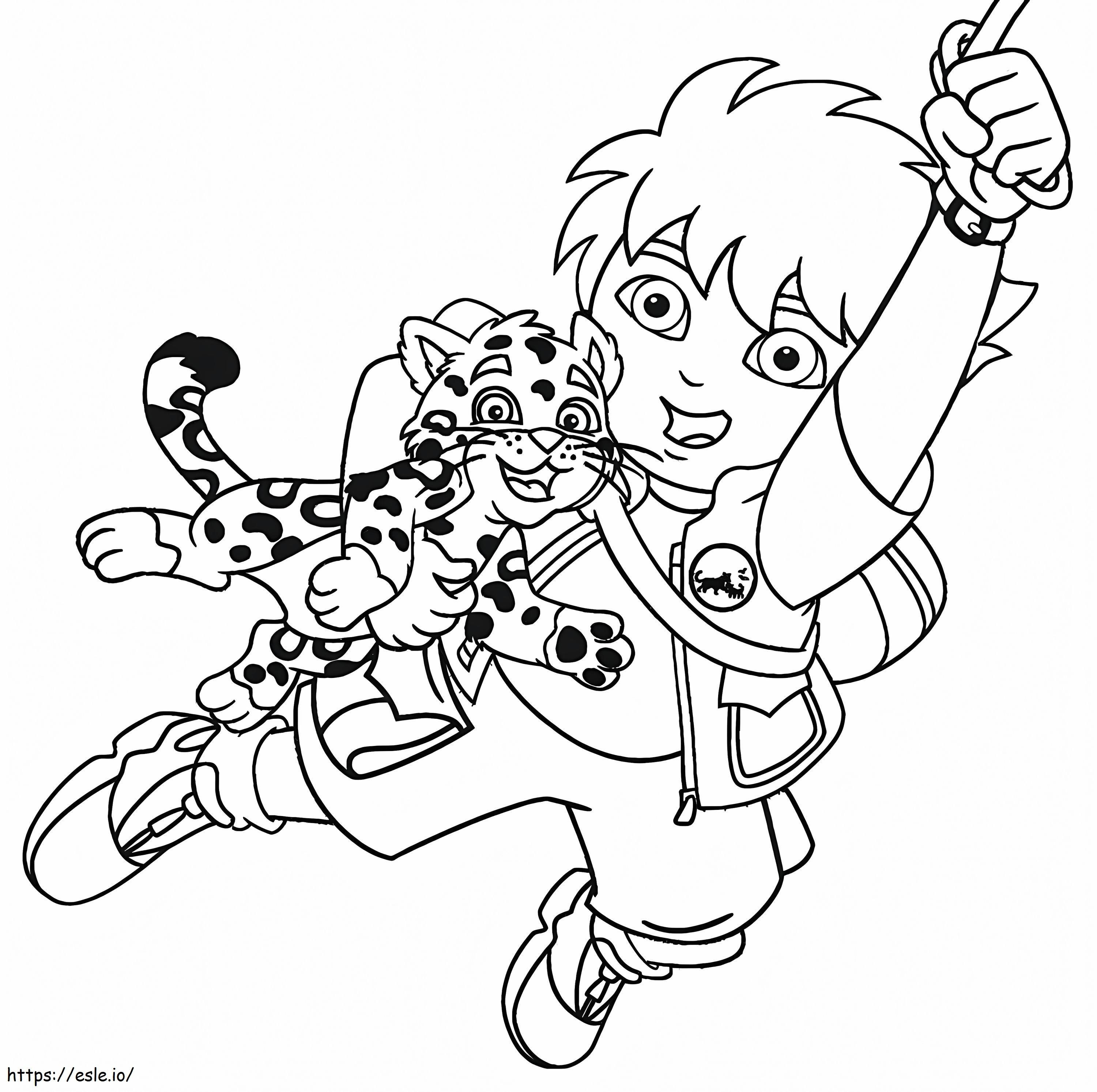 Diego And Jaguar Fun coloring page