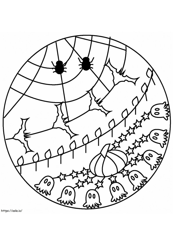 Halloween Mandala 16 värityskuva