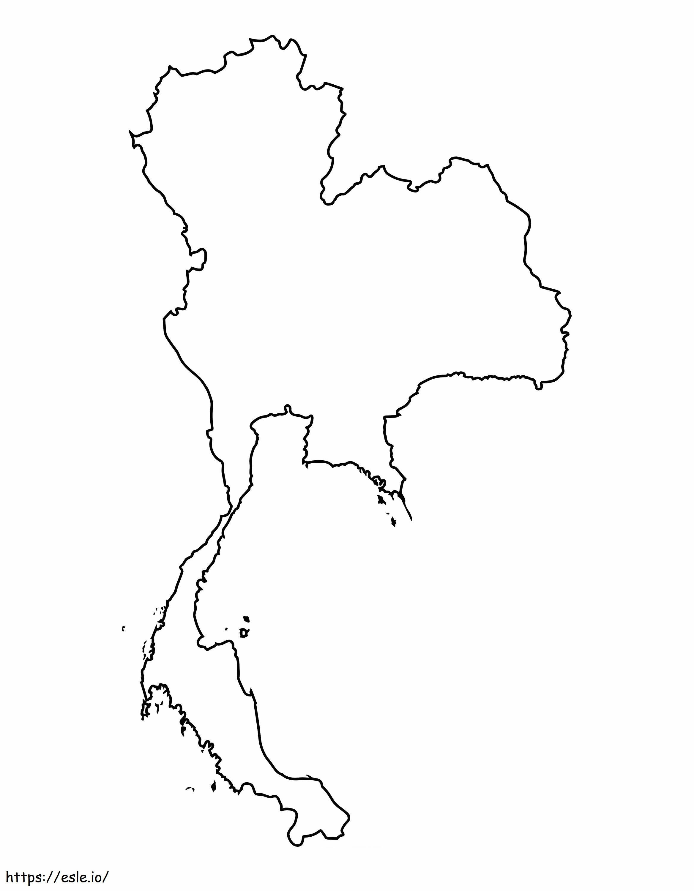 Mapa konturowa Tajlandii kolorowanka