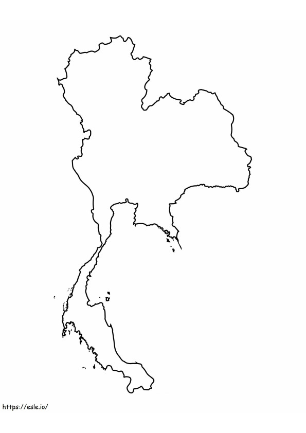 Mapa de contorno de Tailandia para colorear