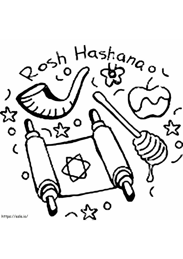 Rosh Hashanah juutalainen loma värityskuva