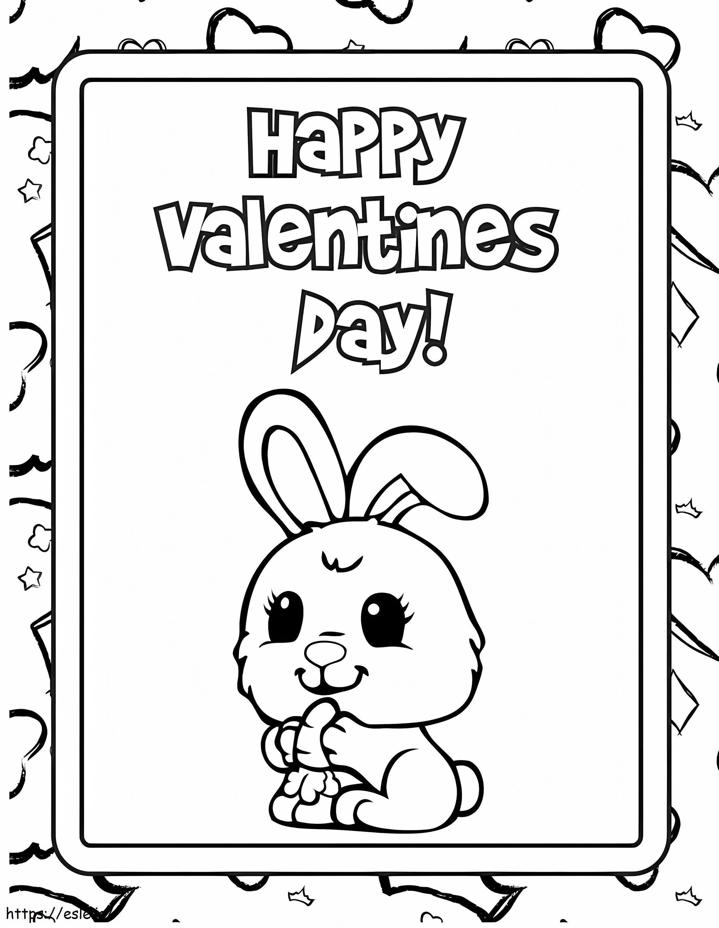 Carta di San Valentino con coniglietto da colorare