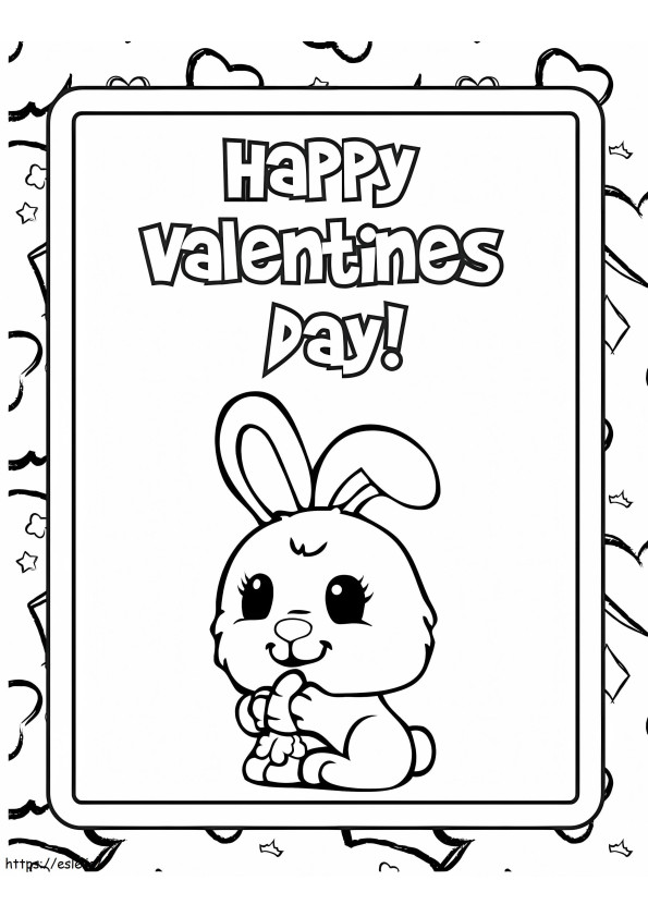 Carta di San Valentino con coniglietto da colorare