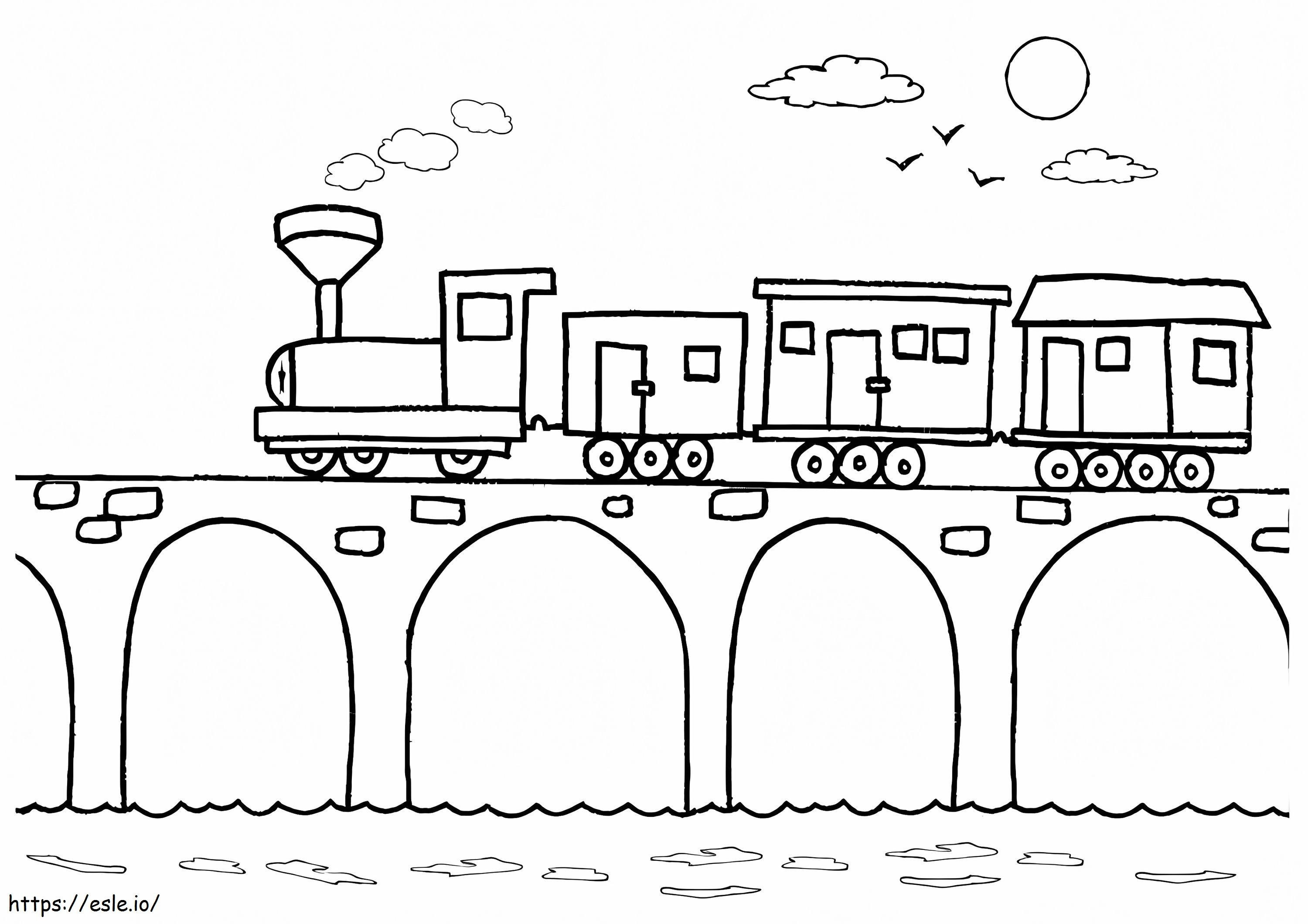 tren en el puente para colorear