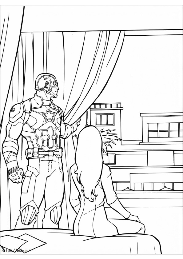 1533955937 Captain America With Black Widow A4 coloring page