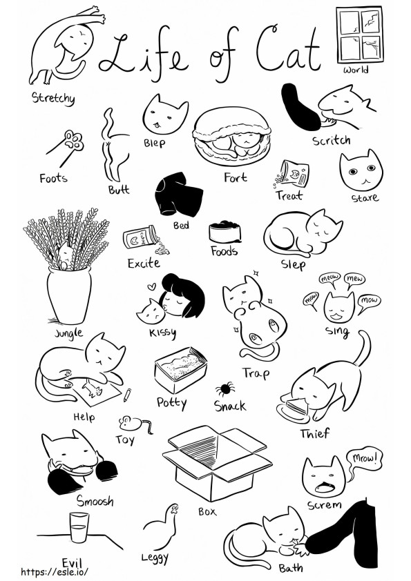 Estética de gatinho para colorir