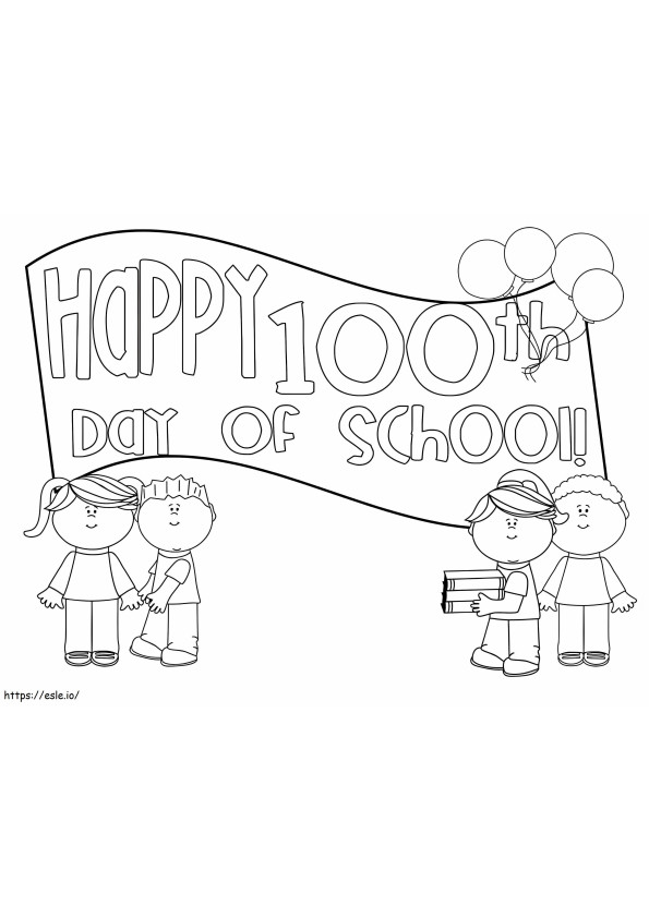 Selamat Hari Sekolah ke-100 Gambar Mewarnai