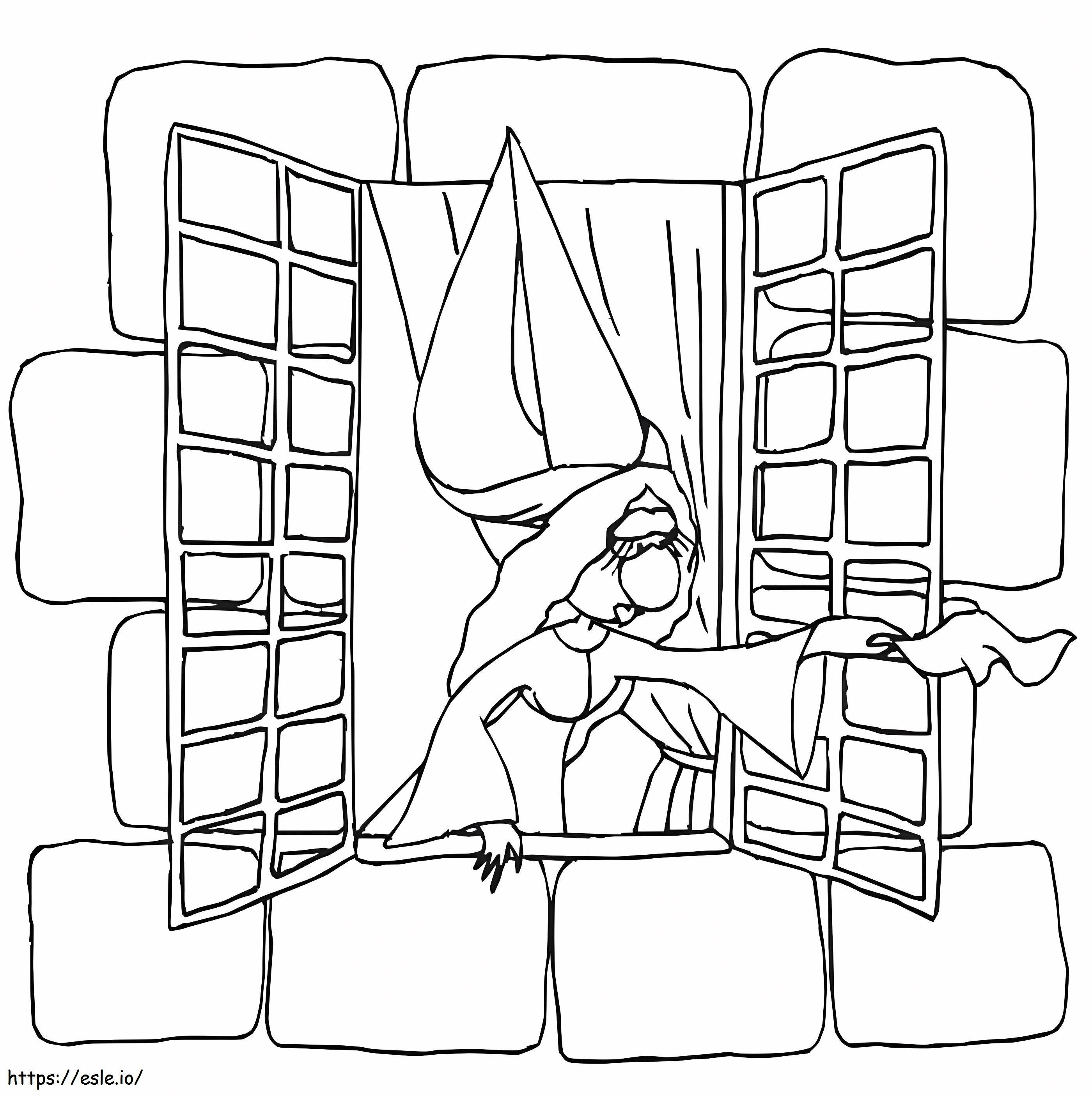 Big Nose Princess On The Window coloring page