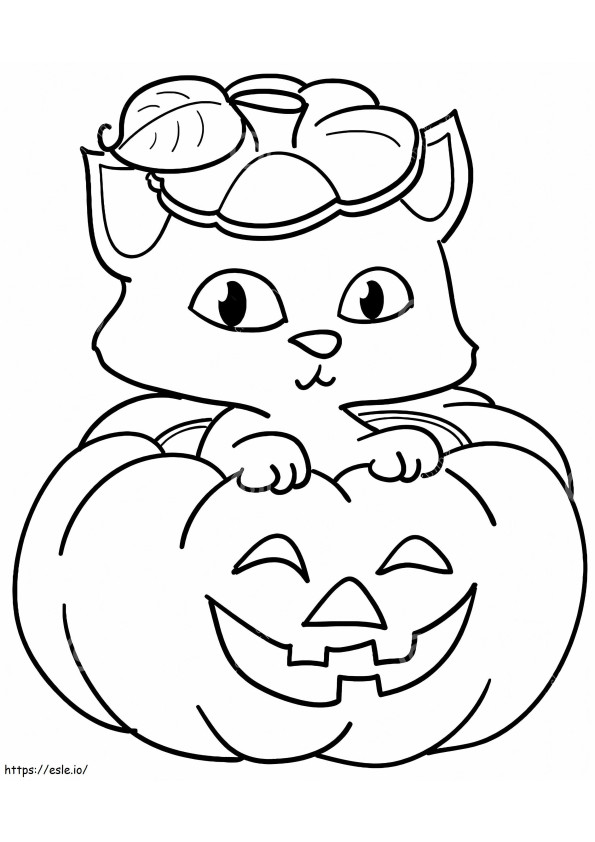Cat In Pumpkin coloring page