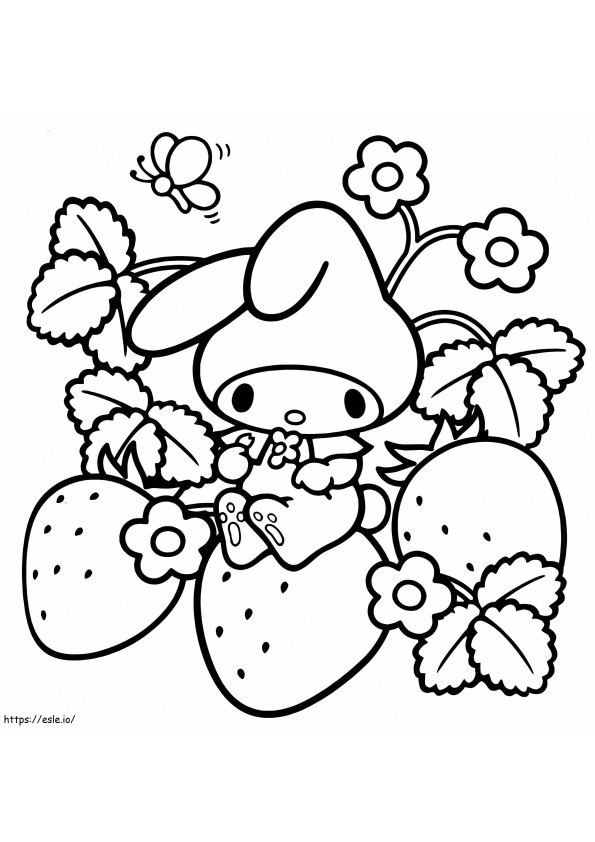 My Melody With Strawberries coloring page