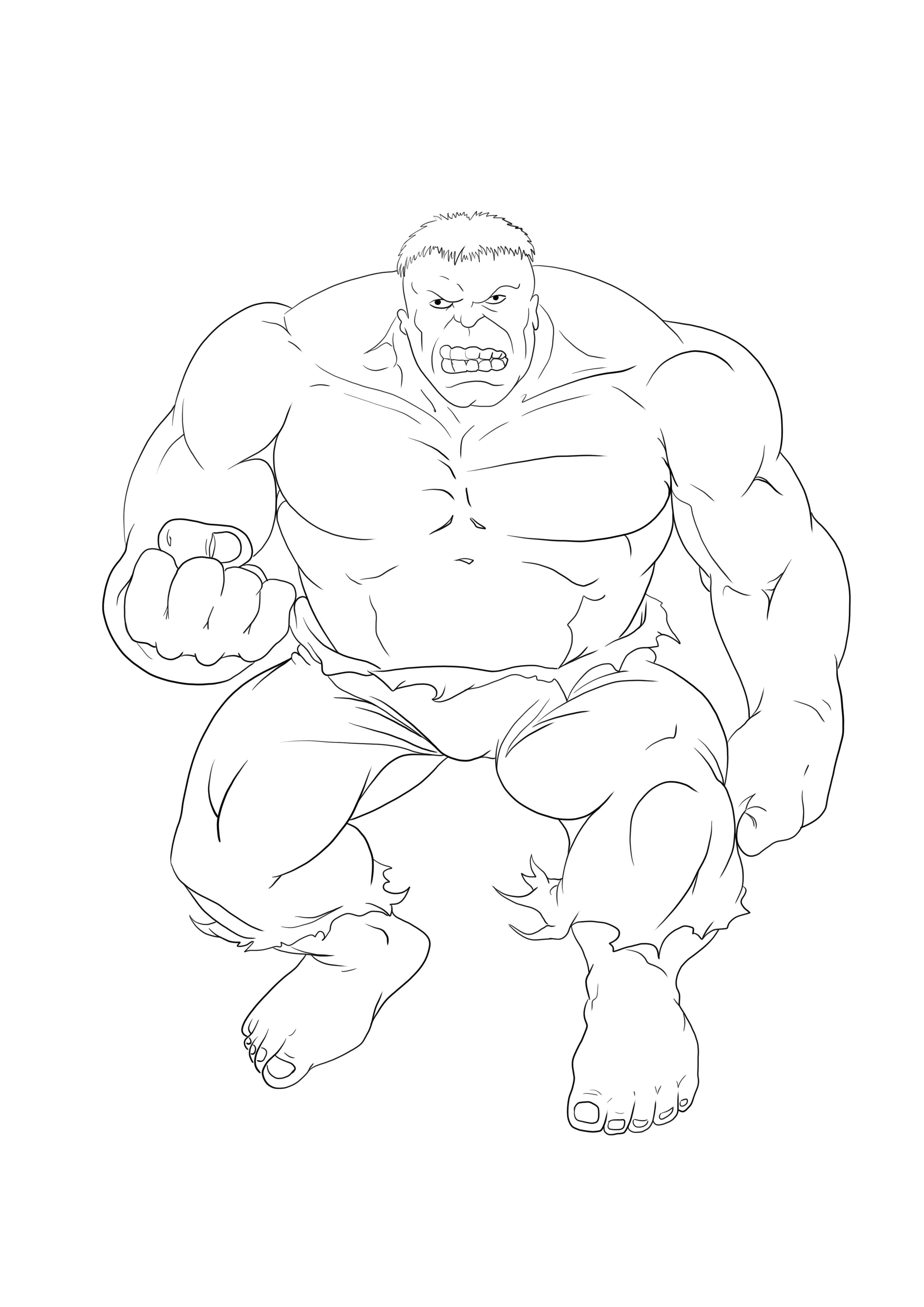 Angry Hulk om afbeelding te downloaden en te kleuren kleurplaat