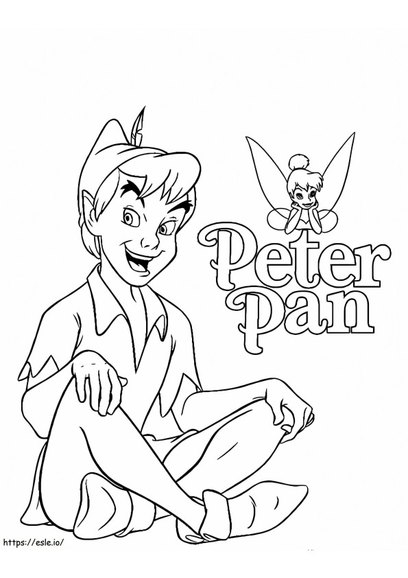 Coloriage Peter Pan et la Fée Clochette drôle à imprimer dessin