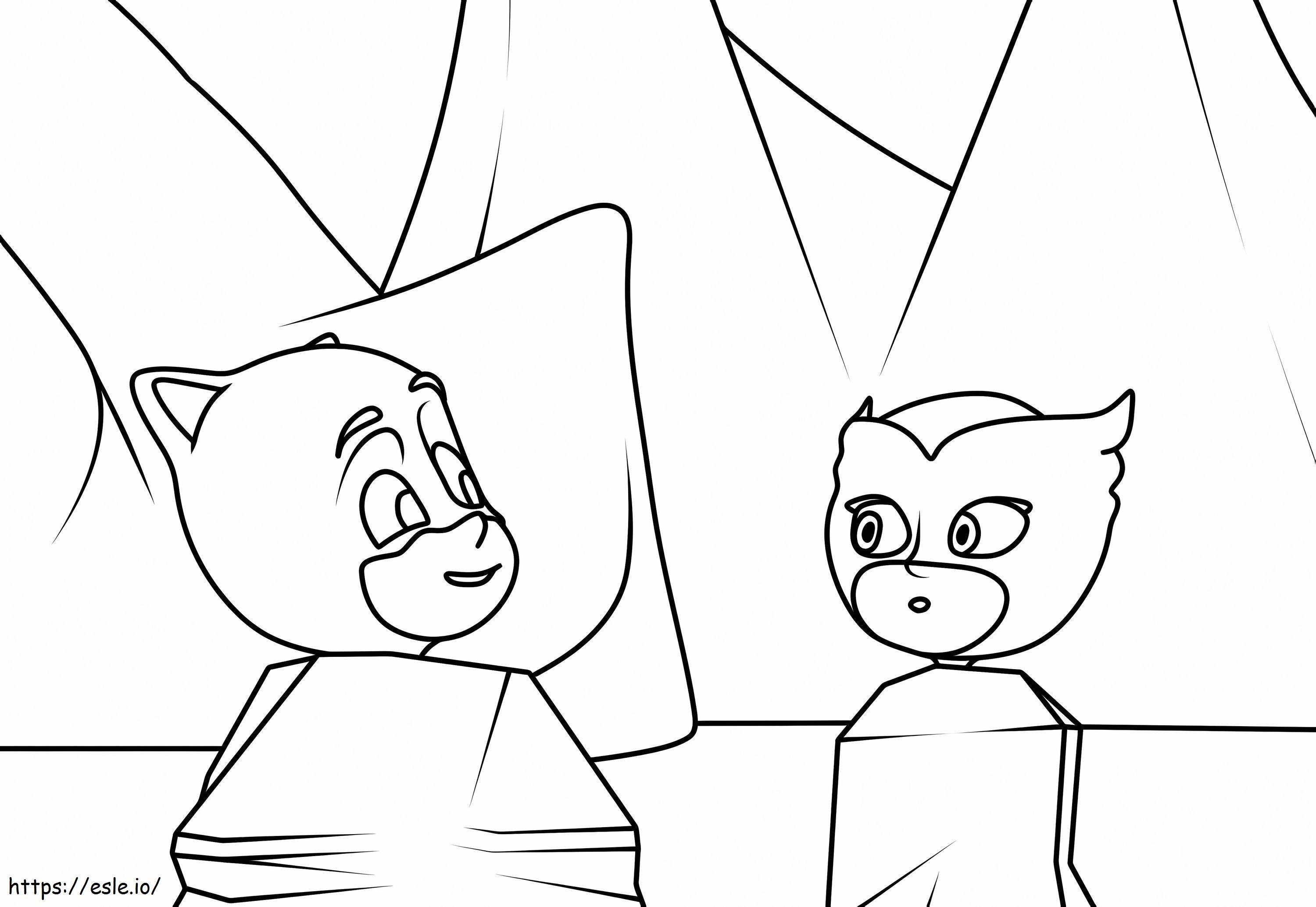 Owlette And Catboy coloring page
