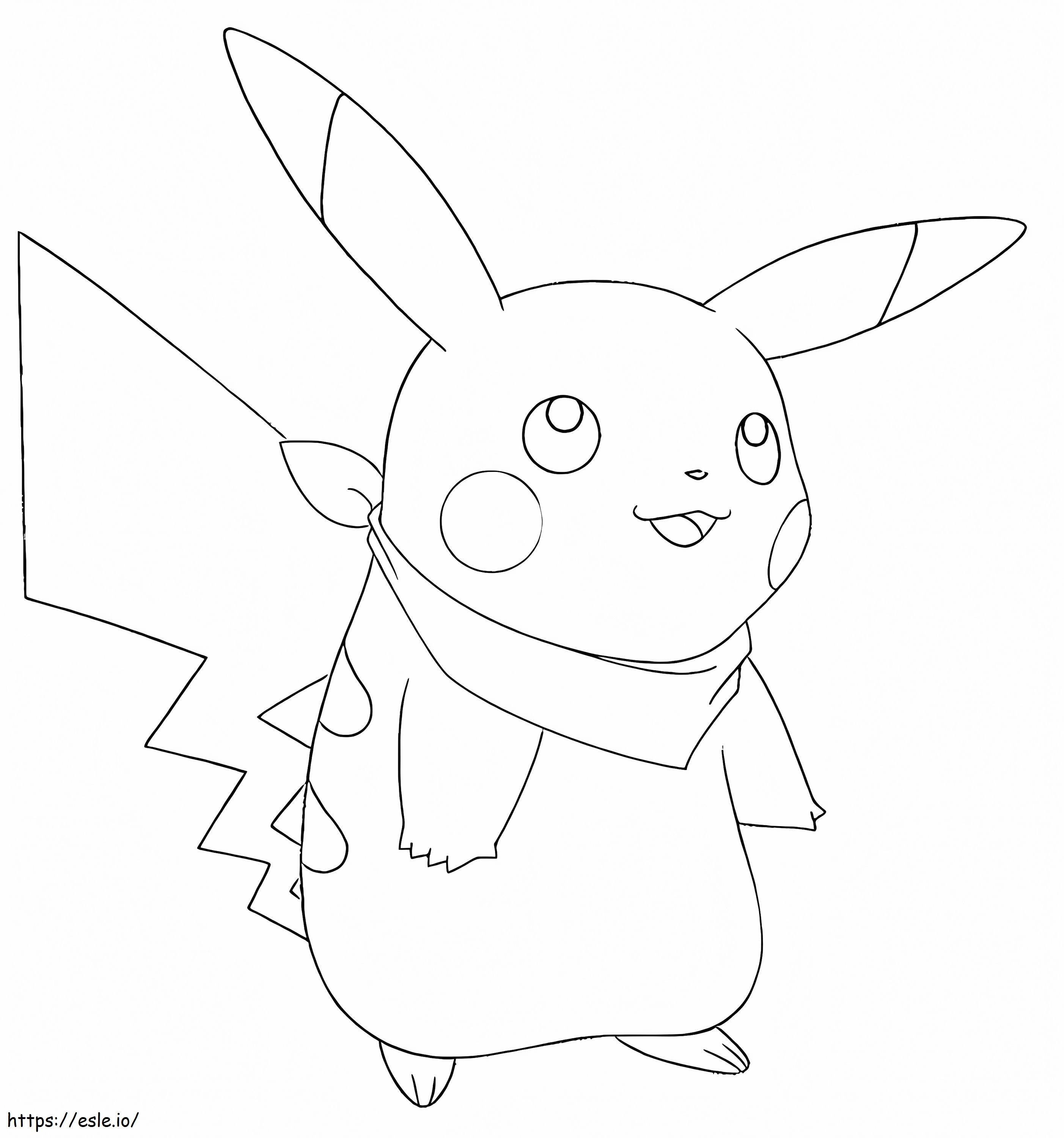 Coloriage Pikachu portant un foulard à imprimer dessin