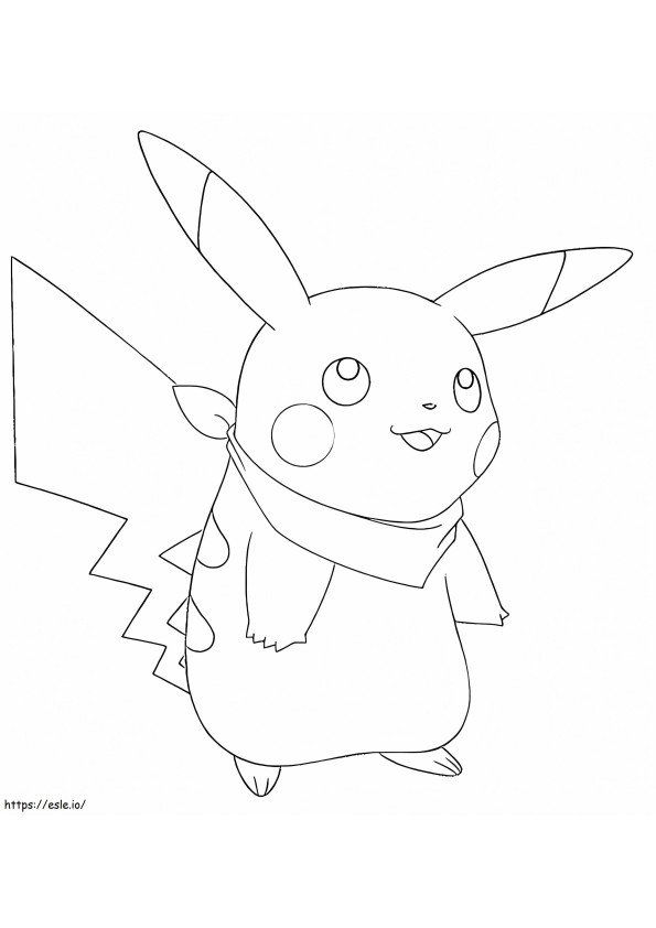 Coloriage Pikachu portant un foulard à imprimer dessin