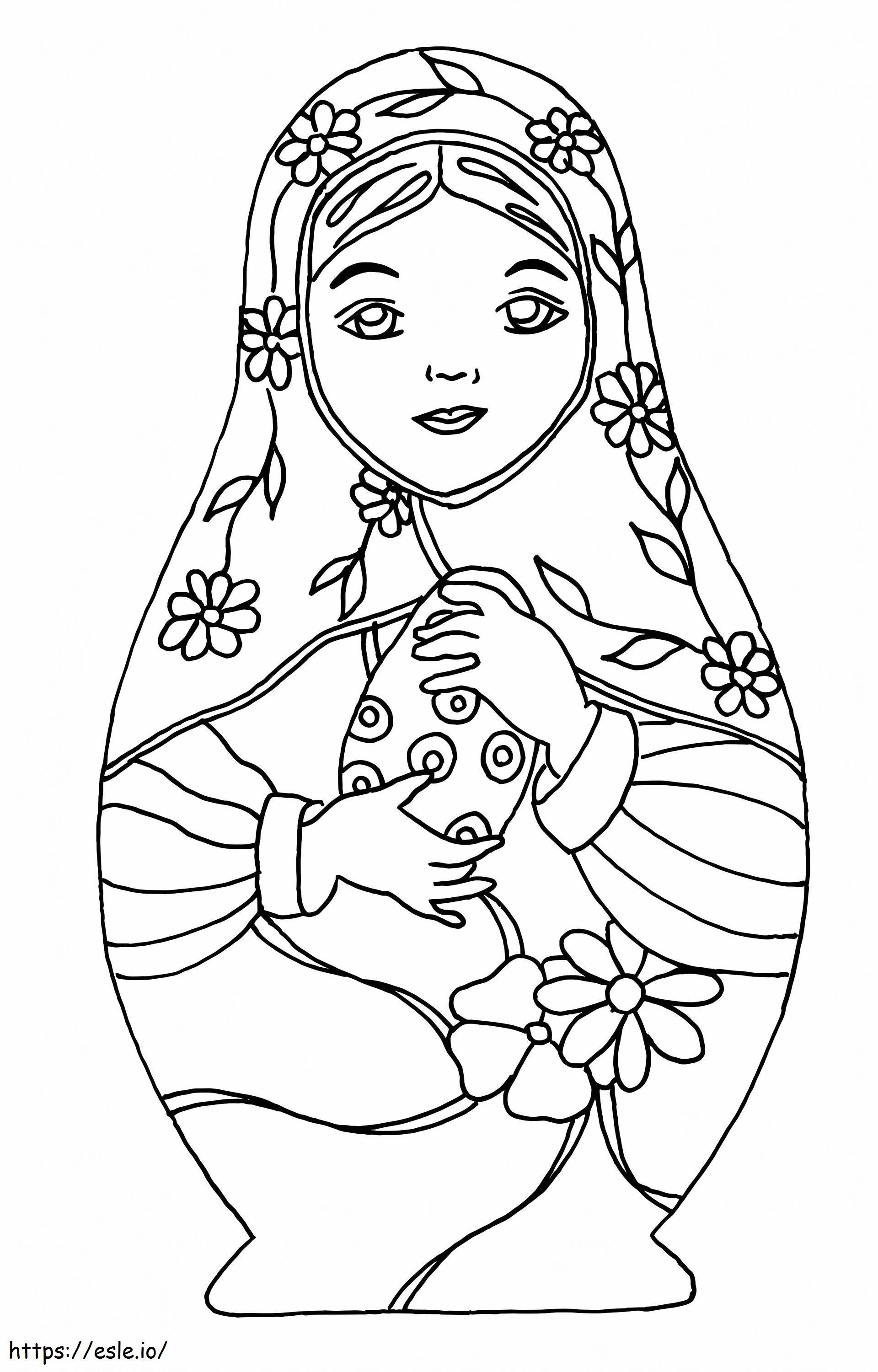 Matryoshka Doll Printable coloring page