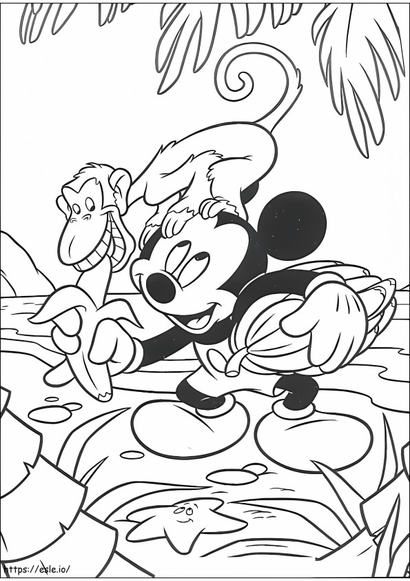 Coloriage Mickey Mouse Et Singe à imprimer dessin