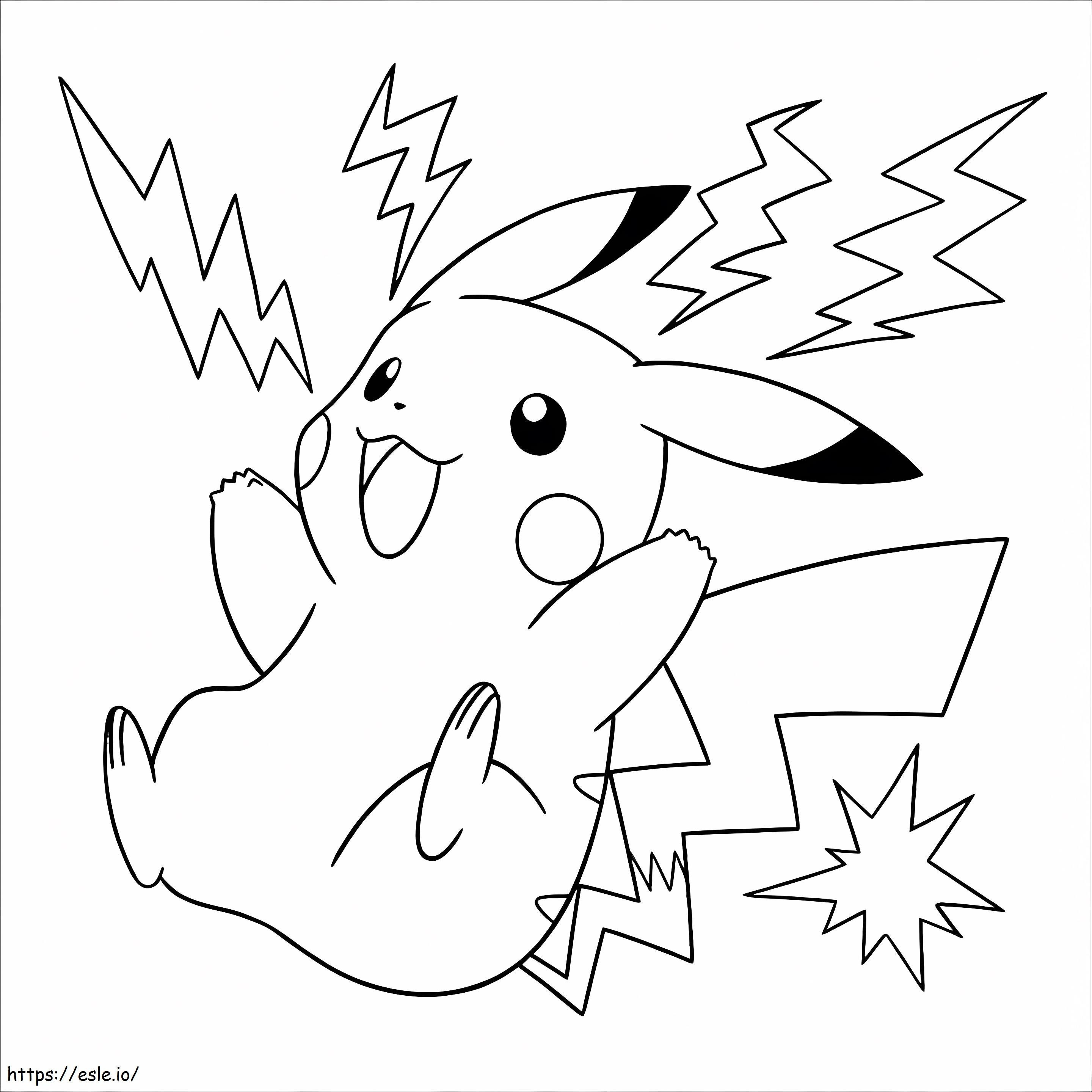 Pikachu con relámpago para colorear