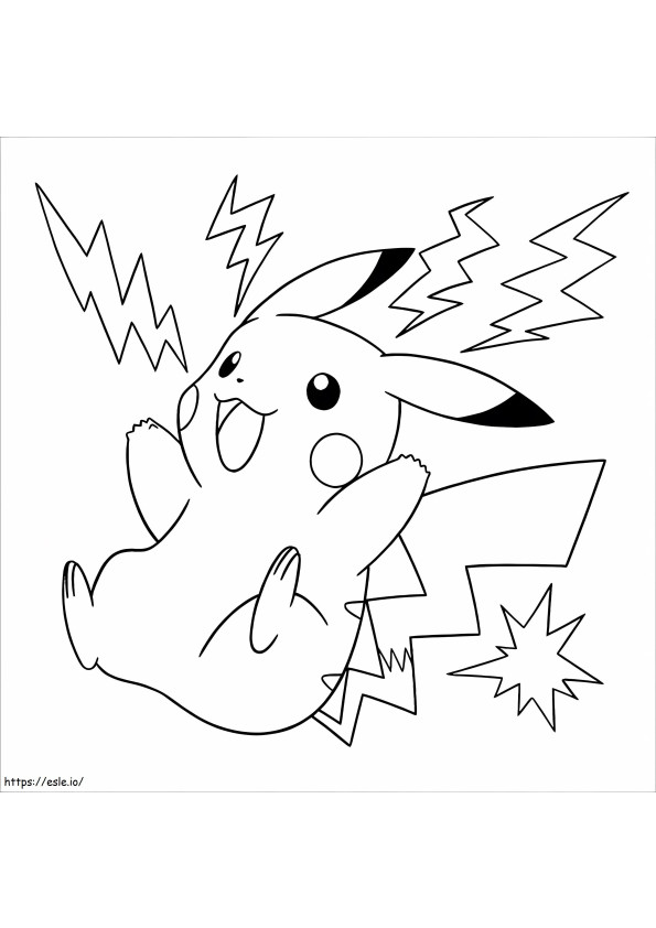 Pikachu con relámpago para colorear