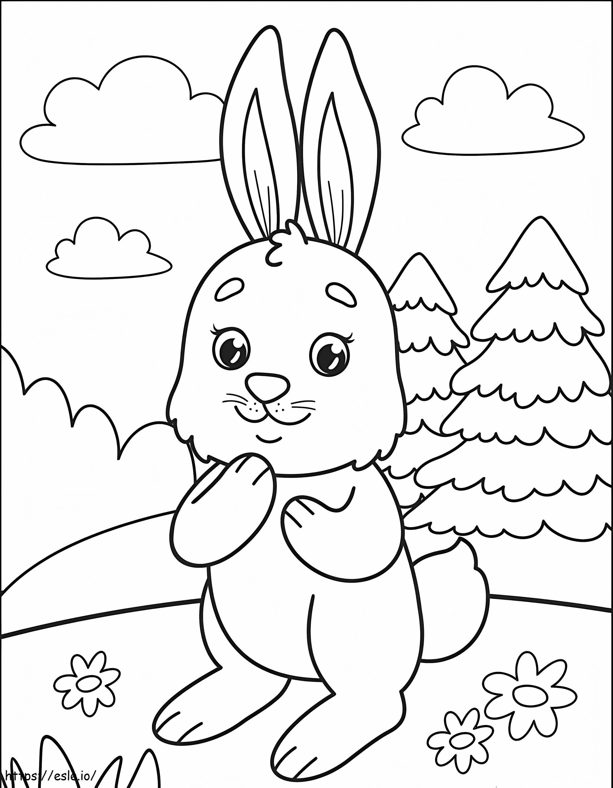 Coloriage Le lapin est mignon à imprimer dessin
