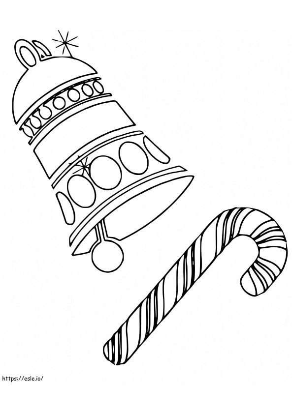 Christmas Bell And Candy Cane coloring page
