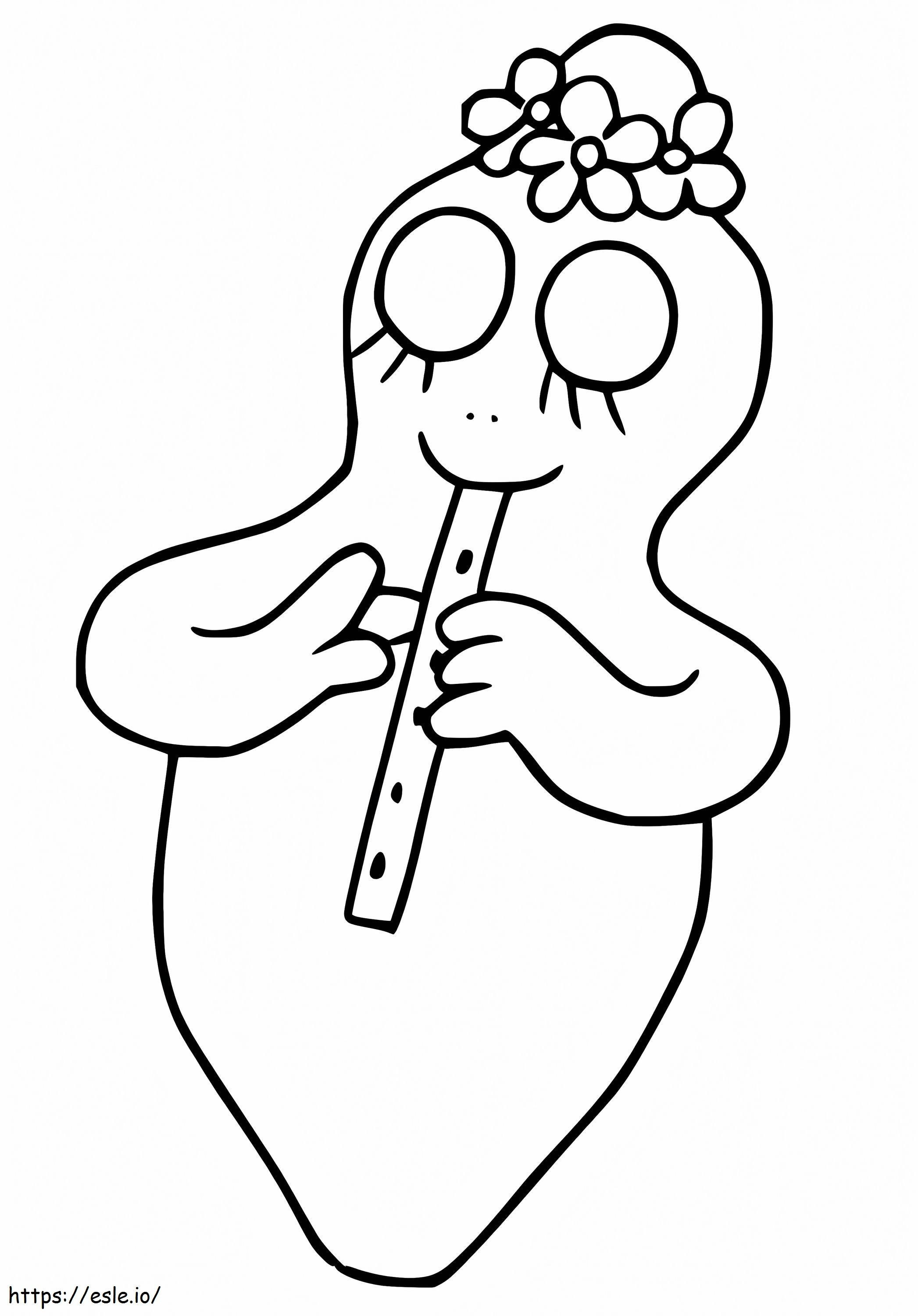 Barbalala tocando la flauta para colorear