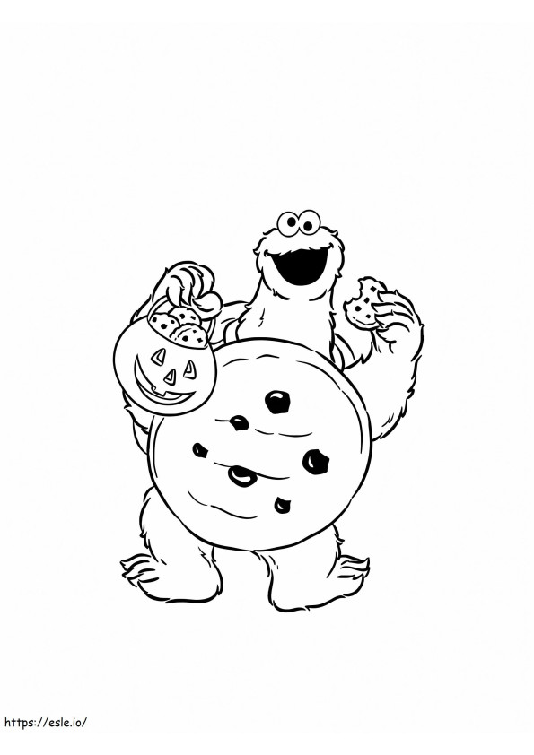 Funny Elmo Holding A Cookie Jar coloring page