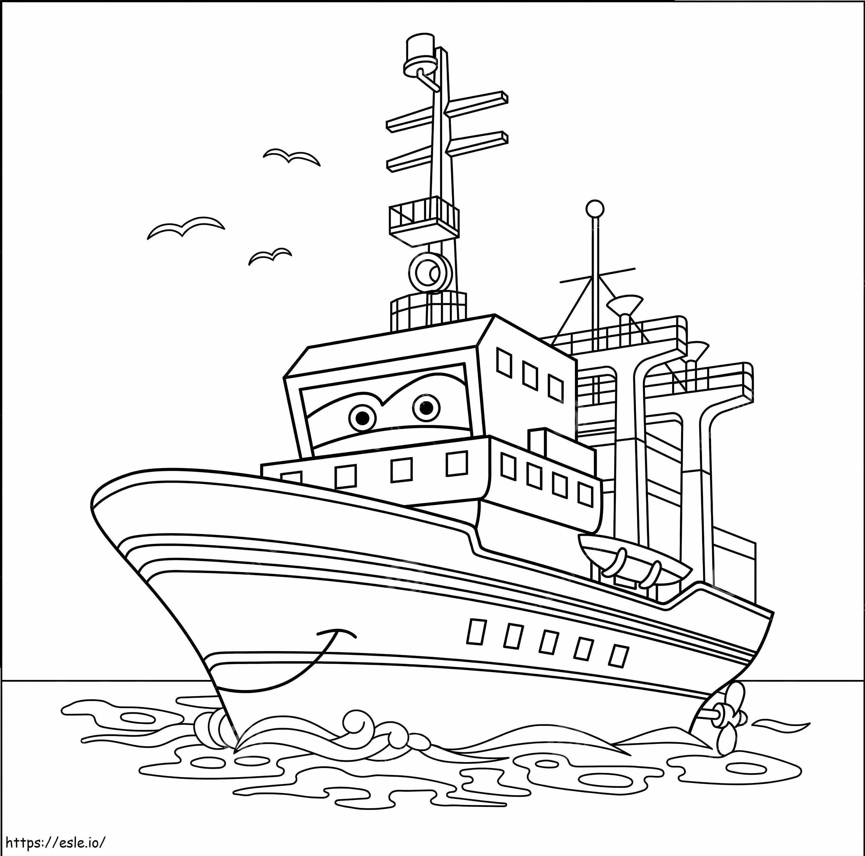Cartoon Boat Smiling coloring page
