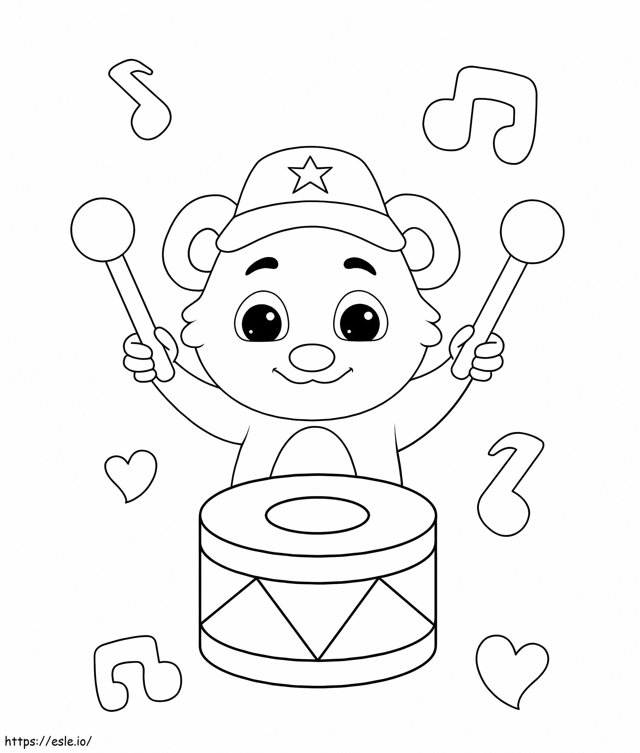 Bear Playing The Drum coloring page