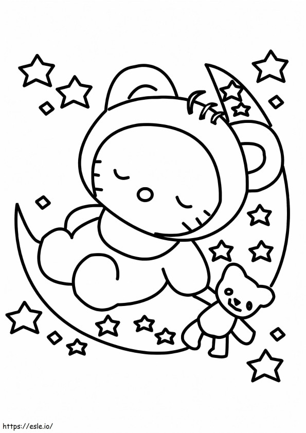 Hello Kitty Sleeping coloring page