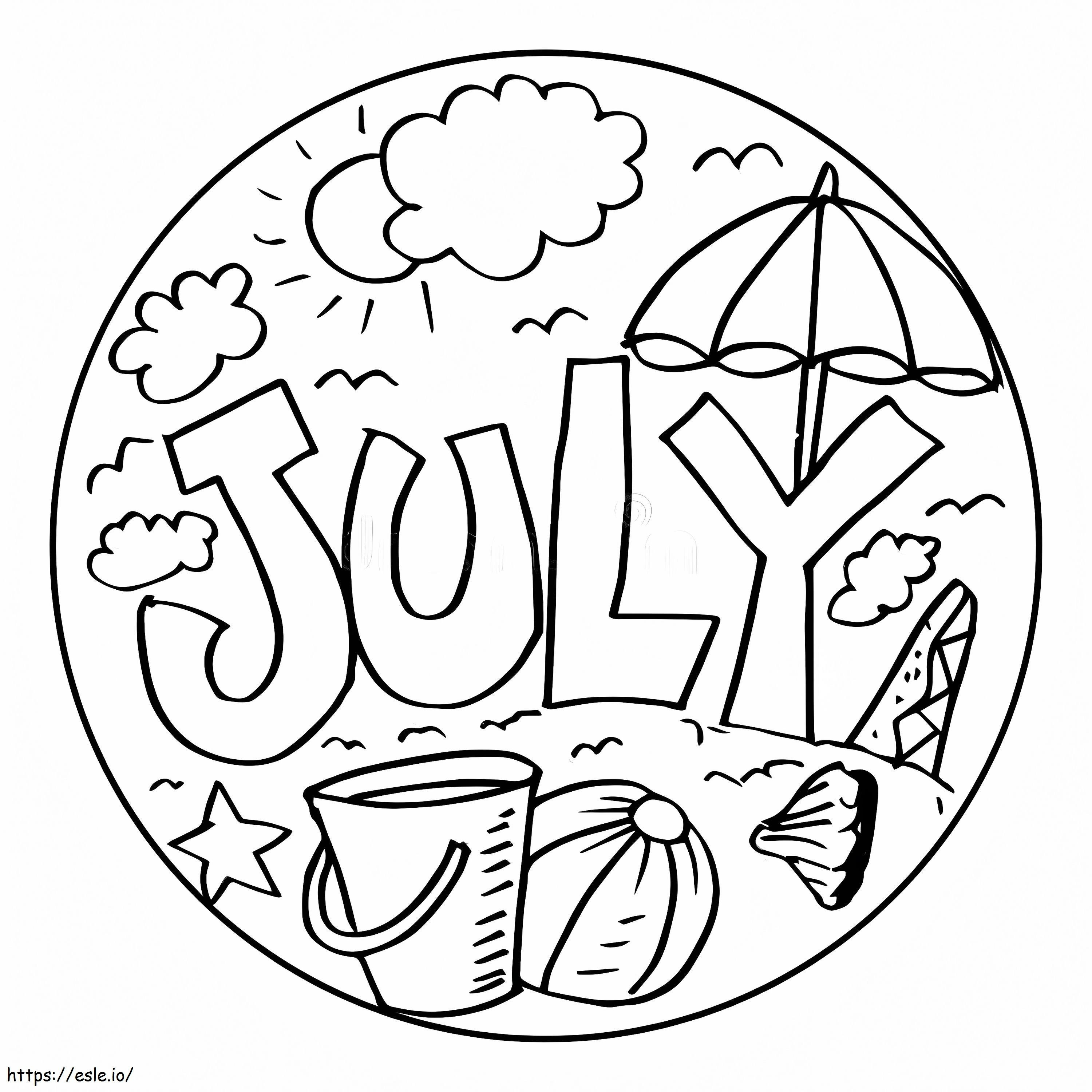 July Beach coloring page