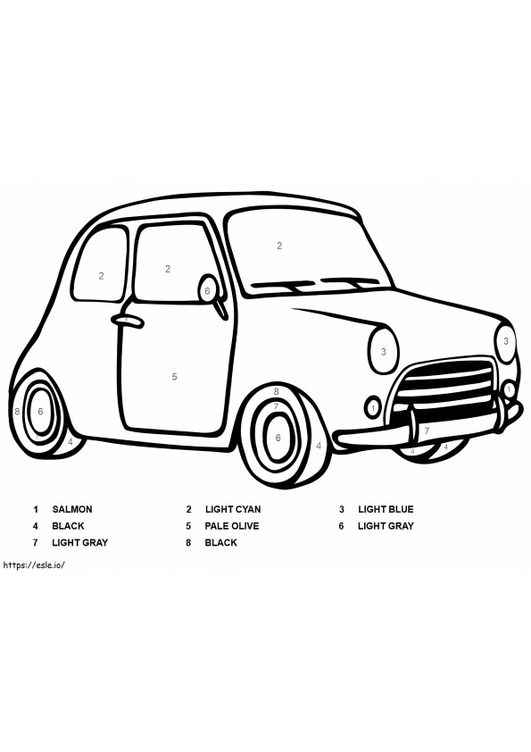 Fiat Car Color By Number coloring page