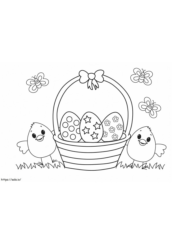 Coloriage Joli panier de Pâques à imprimer dessin