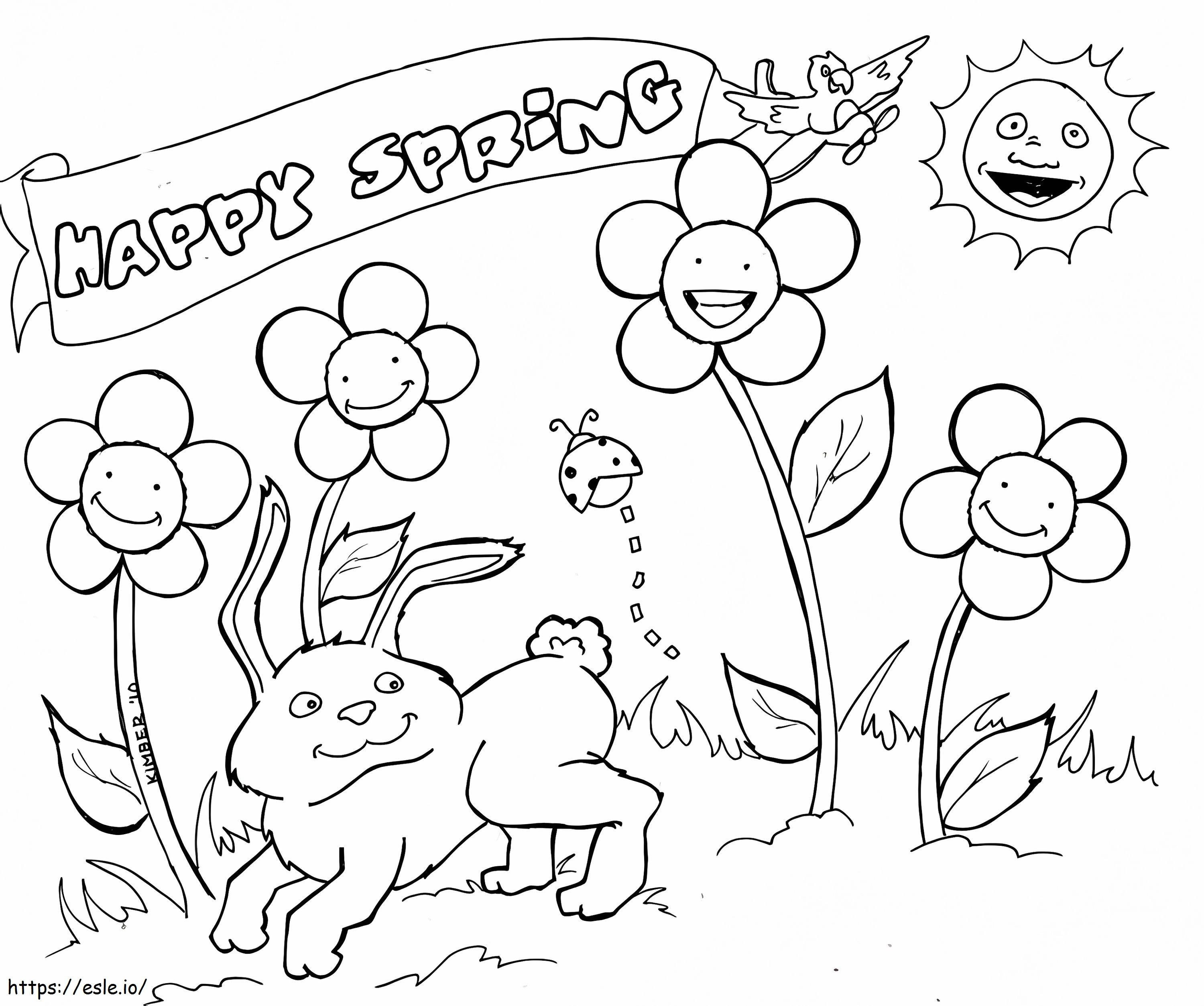 Cute And Happy Spring coloring page