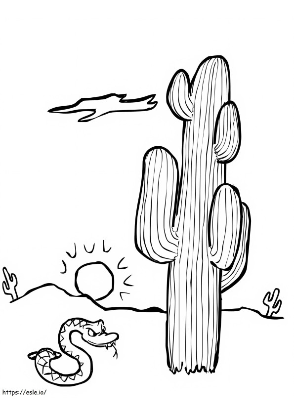 Cactus And Snake coloring page