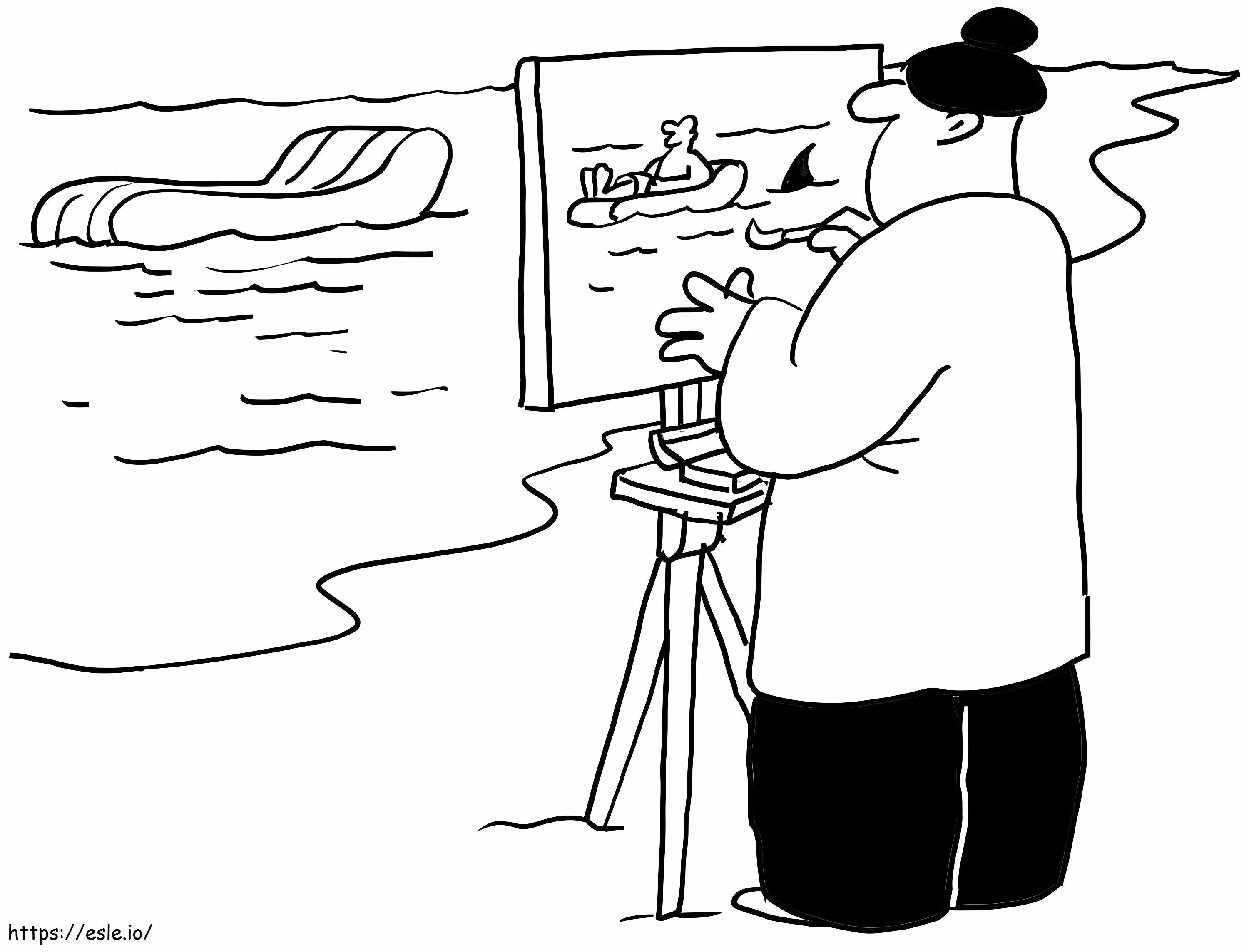Artist Drawing Sea coloring page