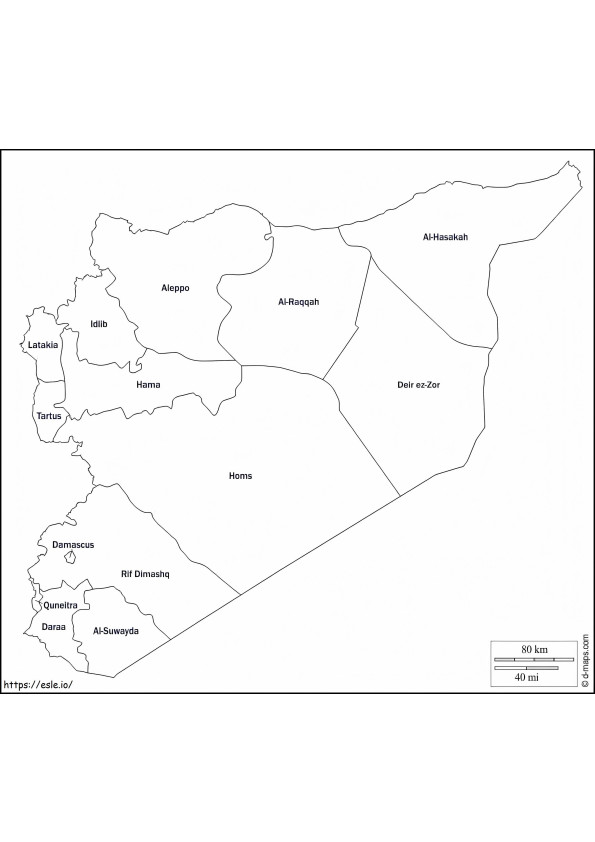 Szíria térkép kifestő