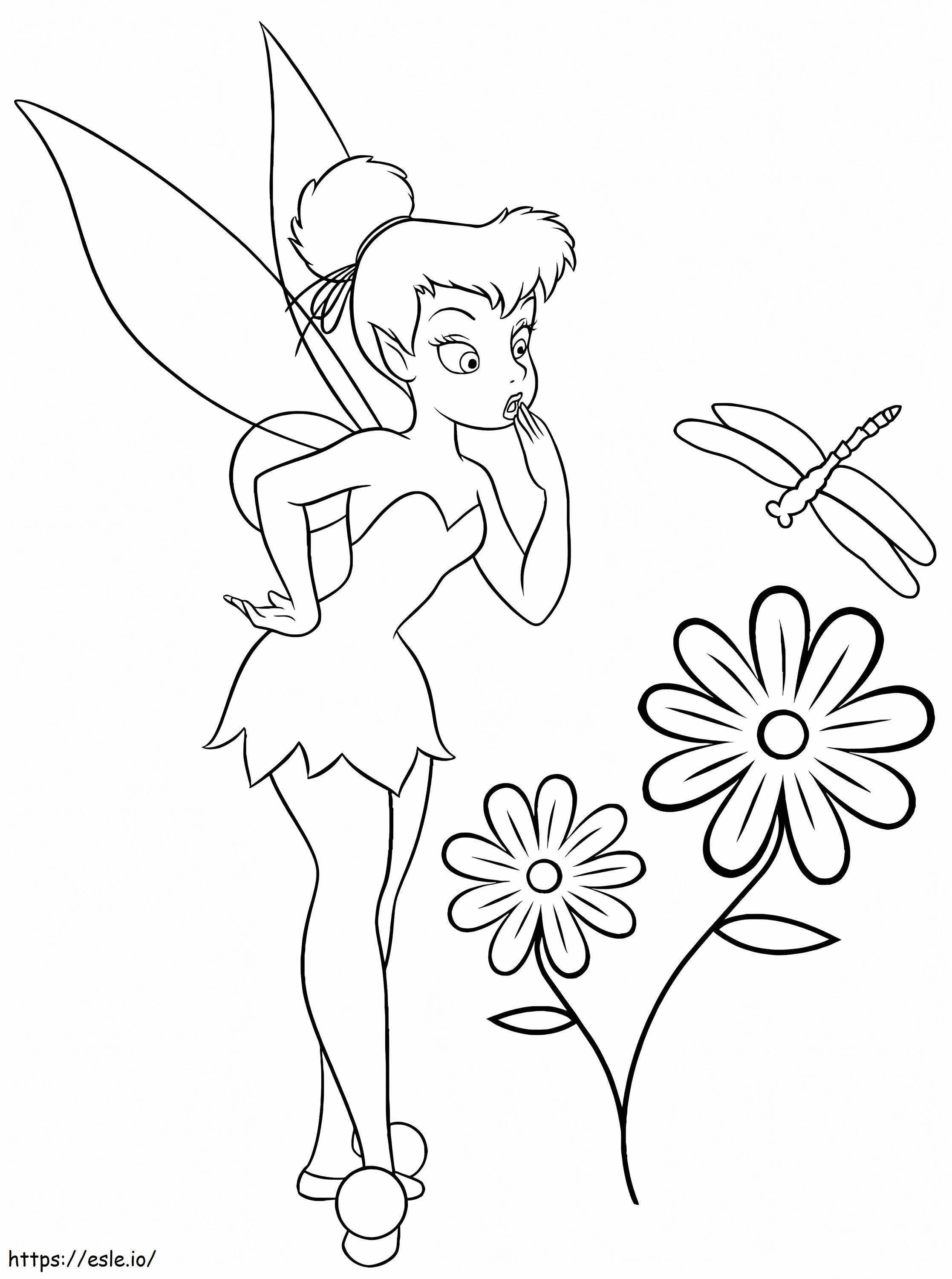 1582339044 Tinkerbell With Flowers coloring page