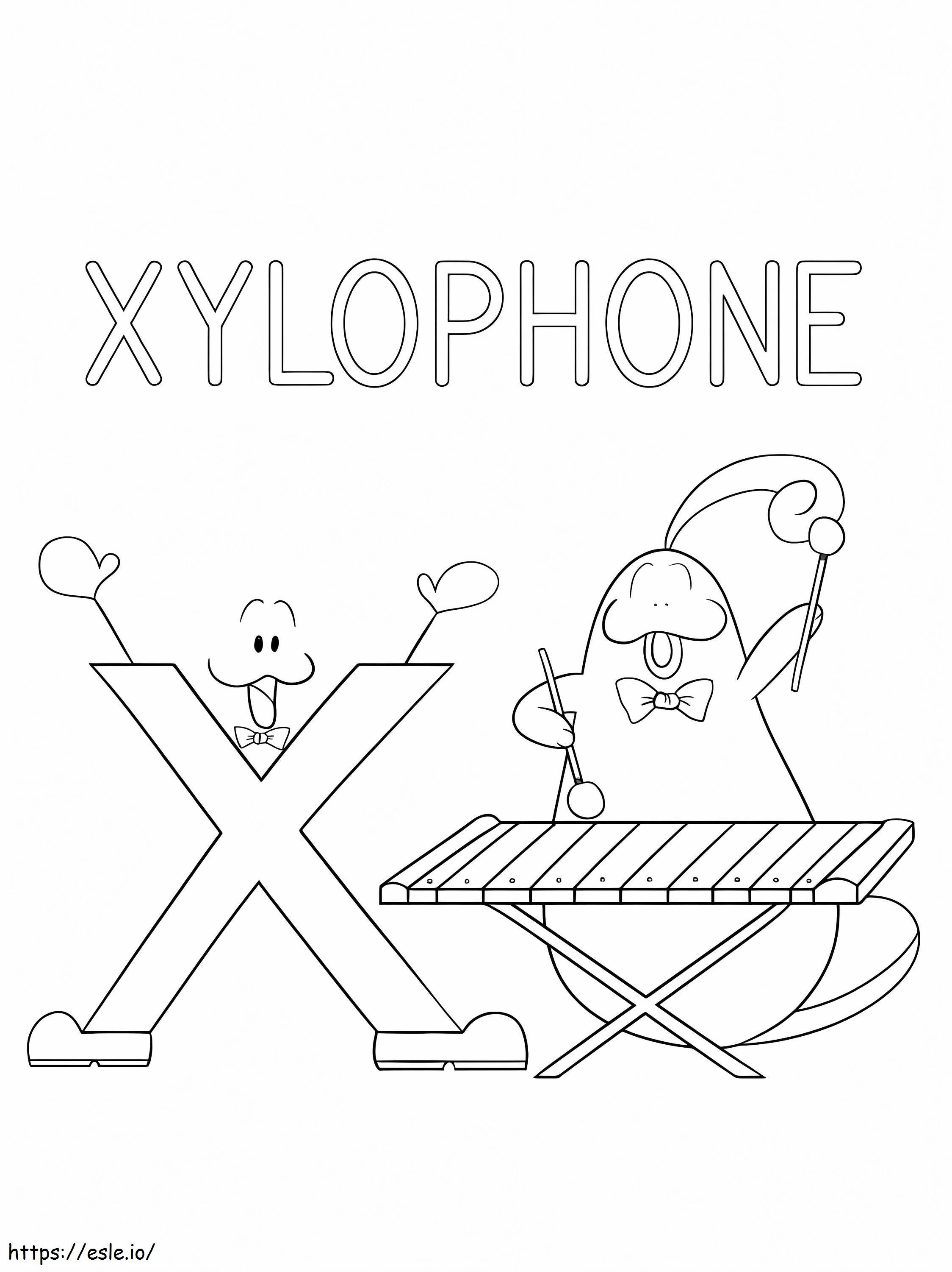 Letra Xilófono X 4 para colorear